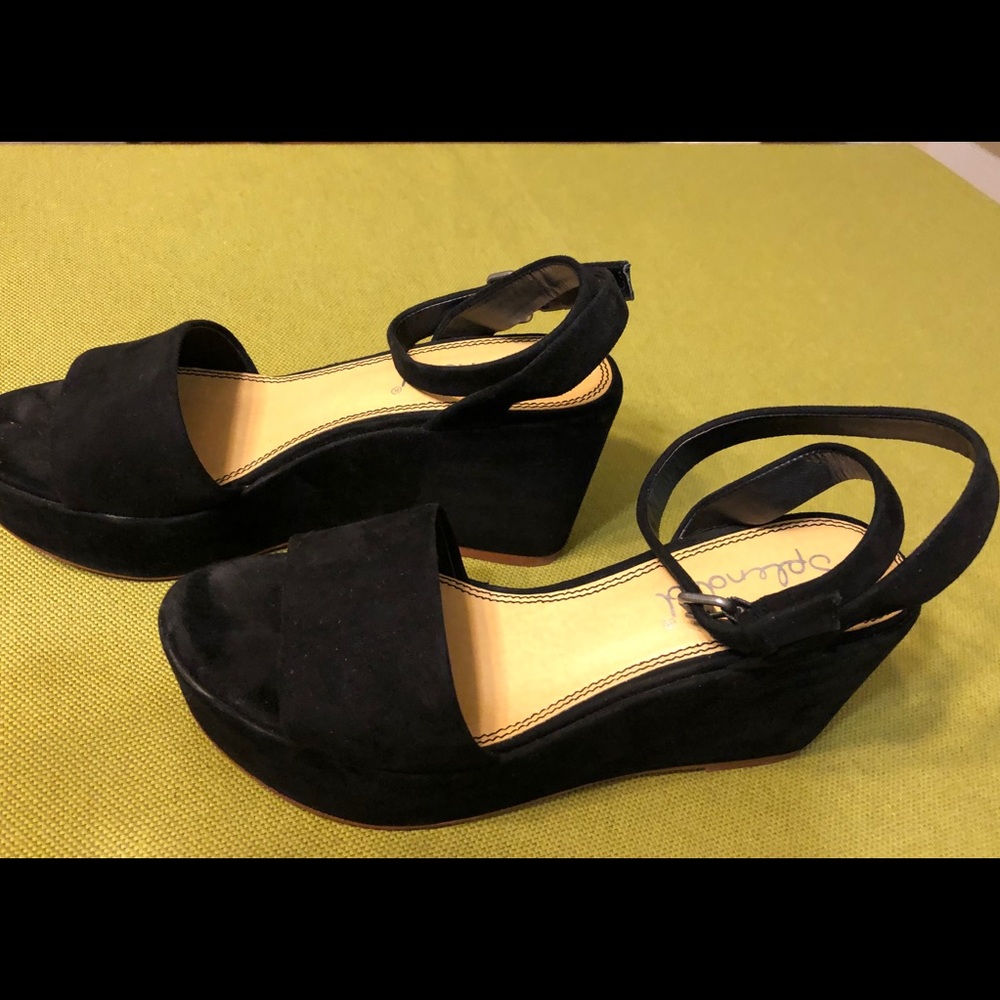 Splendid Felix platform sandals, black suede, sz 8